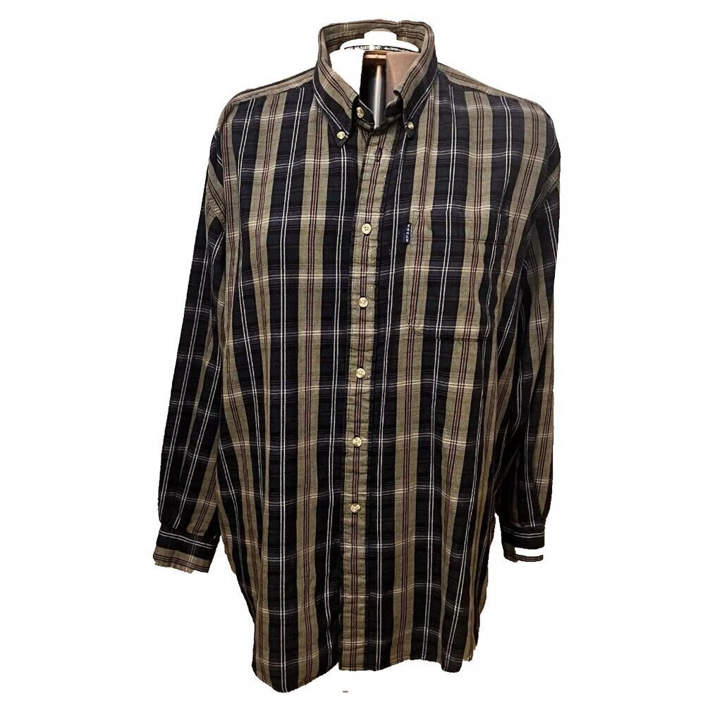 EAGLE Men's Plaid Button Down Long Sleeve Heavy Cotton Shirt. Size XL. B25